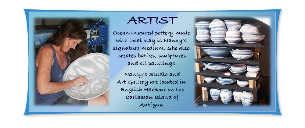 antigua caribbean artist working in pottery, oil, acrylics, mosaic, carving